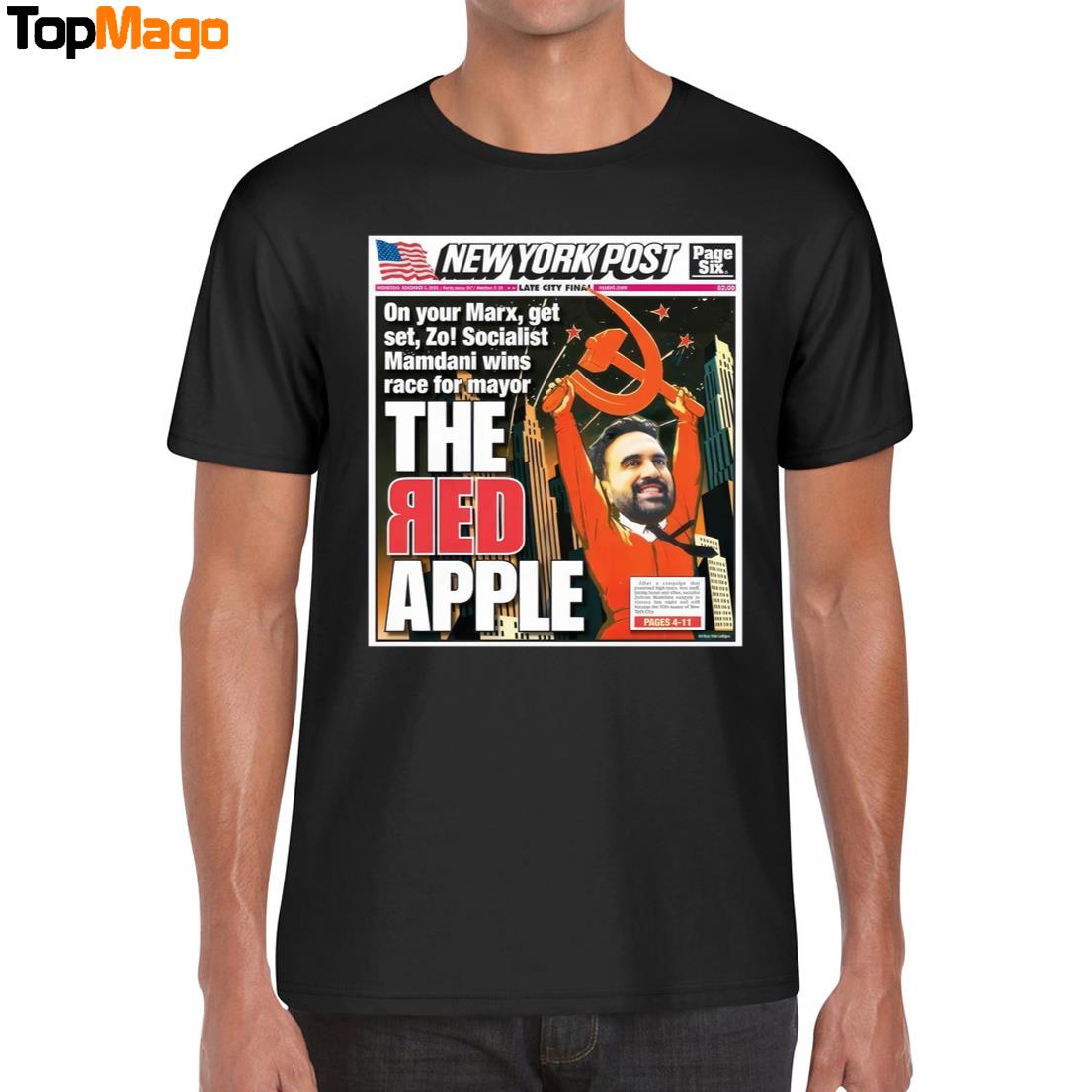 The Red Apple New York Post Zohran Mamdani Hoodie, Premium SS T-Shirt, Long Sleeve Shirt