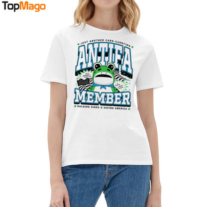 Antifa Member Just Another Card Carrying Holding Signs Saving America Hoodie