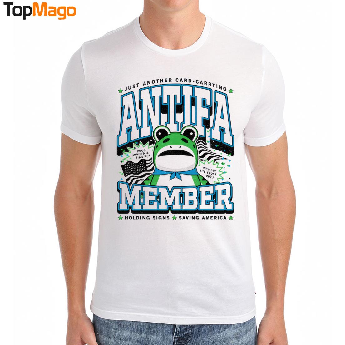 Antifa Member Just Another Card Carrying Holding Signs Saving America Hoodie