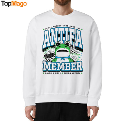 Antifa Member Just Another Card Carrying Holding Signs Saving America Hoodie