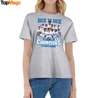 Dodgers World Series 2024 2025 Back To Back Champions T-Shirt, Hoodie, Sweatshirt, Ladies Boyfriend Shirt
