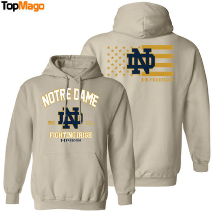 [Front-Back] Notre Dame Freedom Hoodie, Premium SS T-Shirt, Long Sleeve Shirt