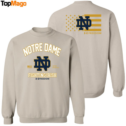 [Front-Back] Notre Dame Freedom Hoodie, Premium SS T-Shirt, Long Sleeve Shirt