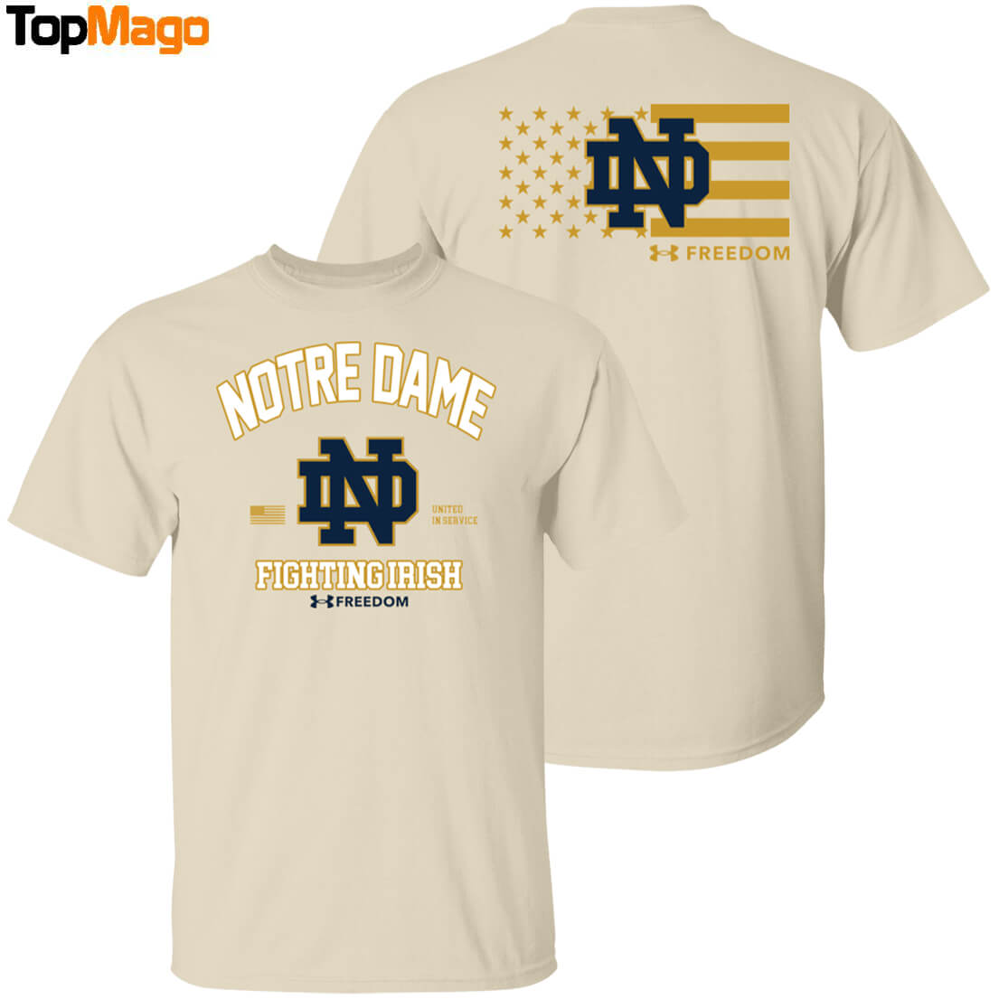 [Front-Back] Notre Dame Freedom Hoodie, Premium SS T-Shirt, Long Sleeve Shirt