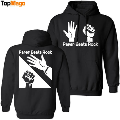 [Front-Back] Paper Beats Rock T-Shirt, Hoodie, Sweatshirt, Ladies Boyfriend Shirt