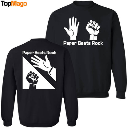[Front-Back] Paper Beats Rock T-Shirt, Hoodie, Sweatshirt, Ladies Boyfriend Shirt