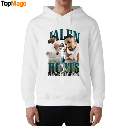 Jalen Hurts Jordan Purpose Over Opinion T-Shirt, Hoodie, Sweatshirt, Ladies Boyfriend Shirt