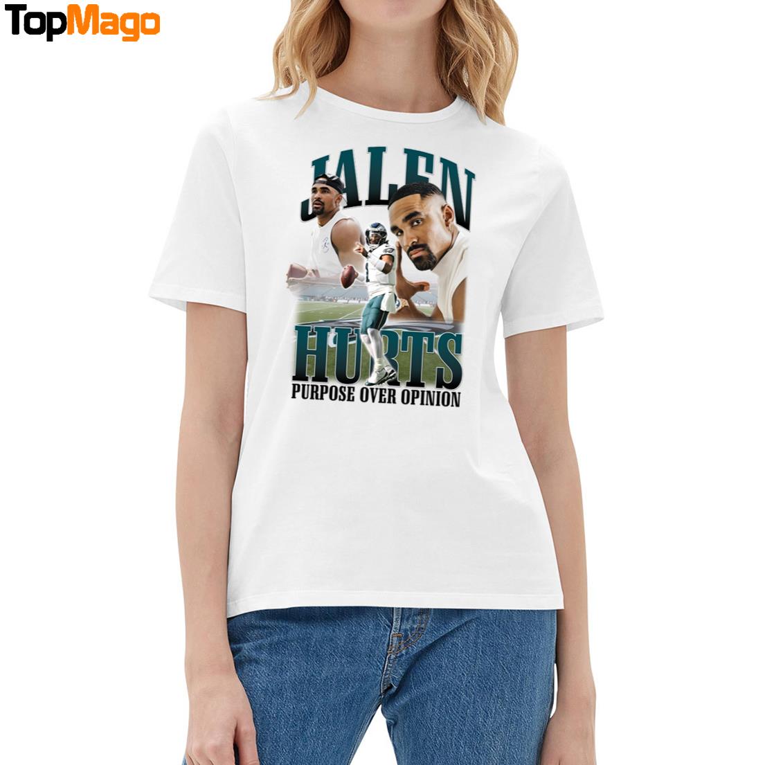 Jalen Hurts Jordan Purpose Over Opinion T-Shirt, Hoodie, Sweatshirt, Ladies Boyfriend Shirt