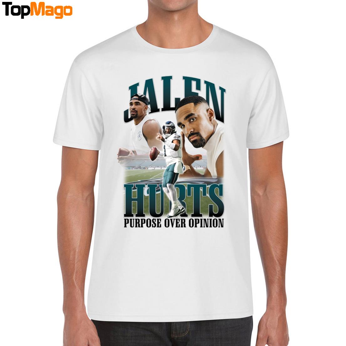 Jalen Hurts Jordan Purpose Over Opinion T-Shirt, Hoodie, Sweatshirt, Ladies Boyfriend Shirt