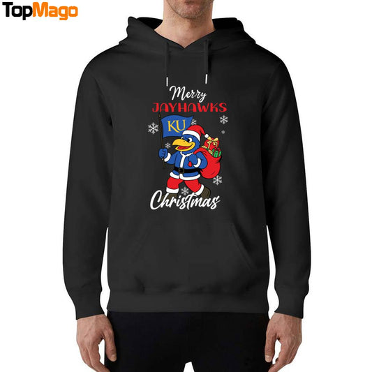 Kansas Jayhawks Logo Pine Tree NCAA Merry Christmas 2025 Hoodie, Premium SS T-Shirt, Long Sleeve Shirt