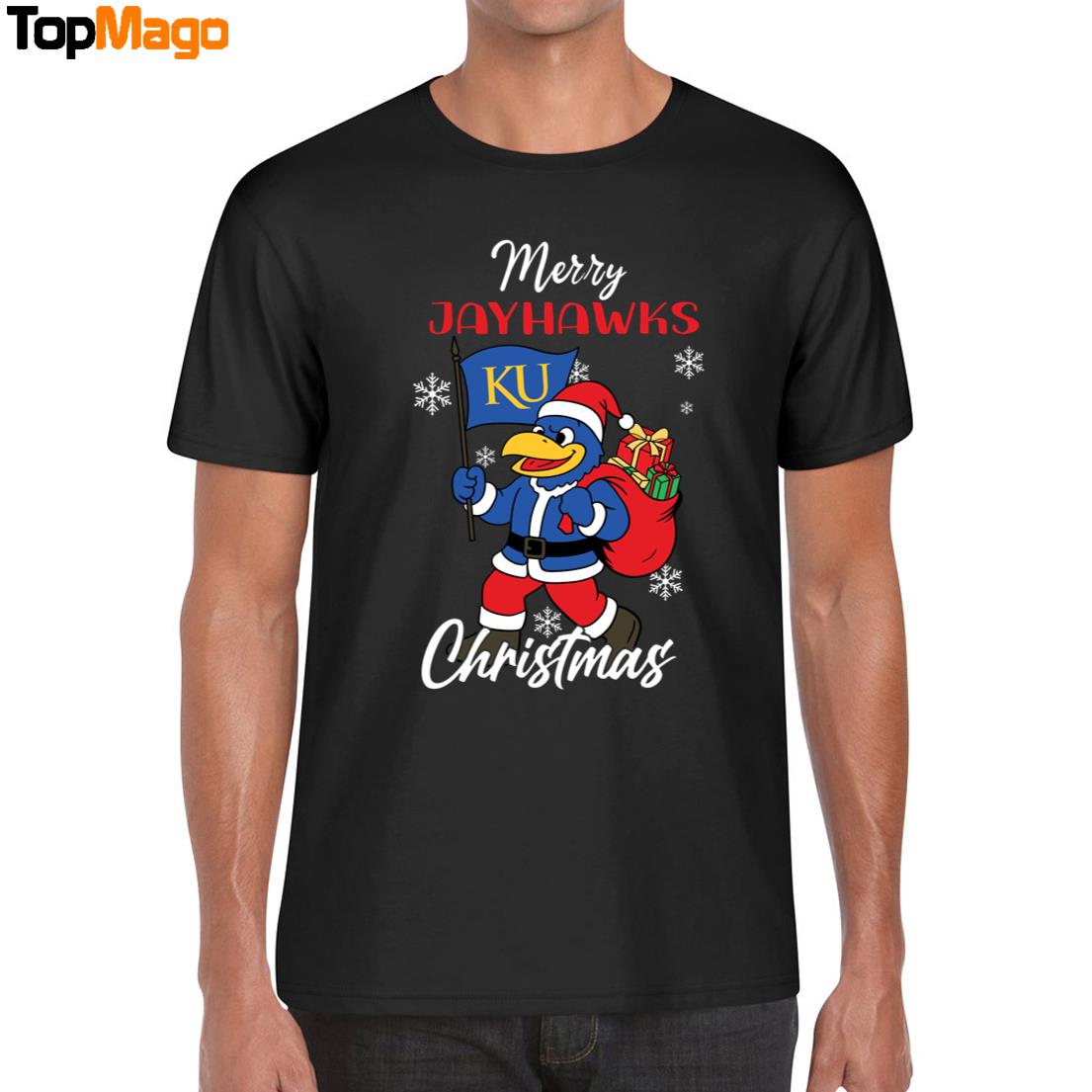 Kansas Jayhawks Logo Pine Tree NCAA Merry Christmas 2025 Hoodie, Premium SS T-Shirt, Long Sleeve Shirt