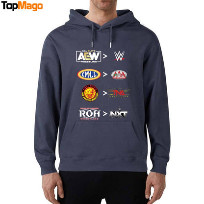 More comparative AEW and WWE CMLL and AAA NJPW and TNA ROH and NXT 2025 T-Shirt, Hoodie, Sweatshirt, Ladies Boyfriend Shirt