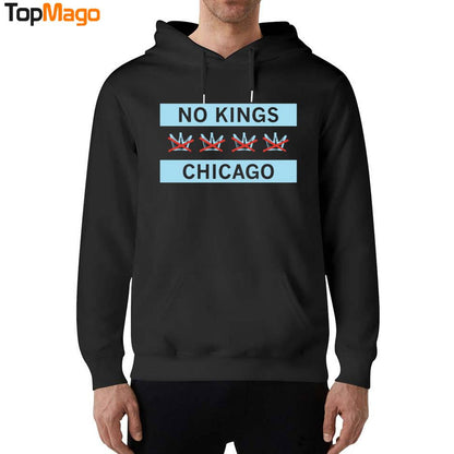 No Kings Chicago City Flag Statement Hoodie