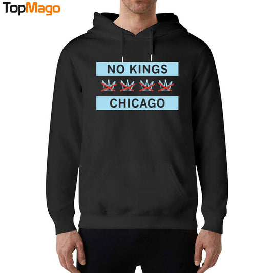 No Kings Chicago City Flag Statement Hoodie