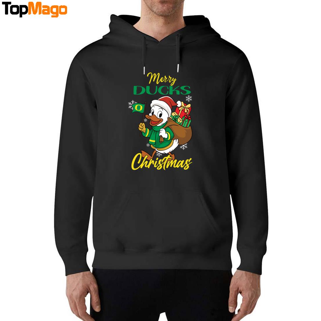 Oregon Ducks Pine Tree NCAA Merry Christmas 2025 Hoodie, Premium SS T-Shirt, Long Sleeve Shirt