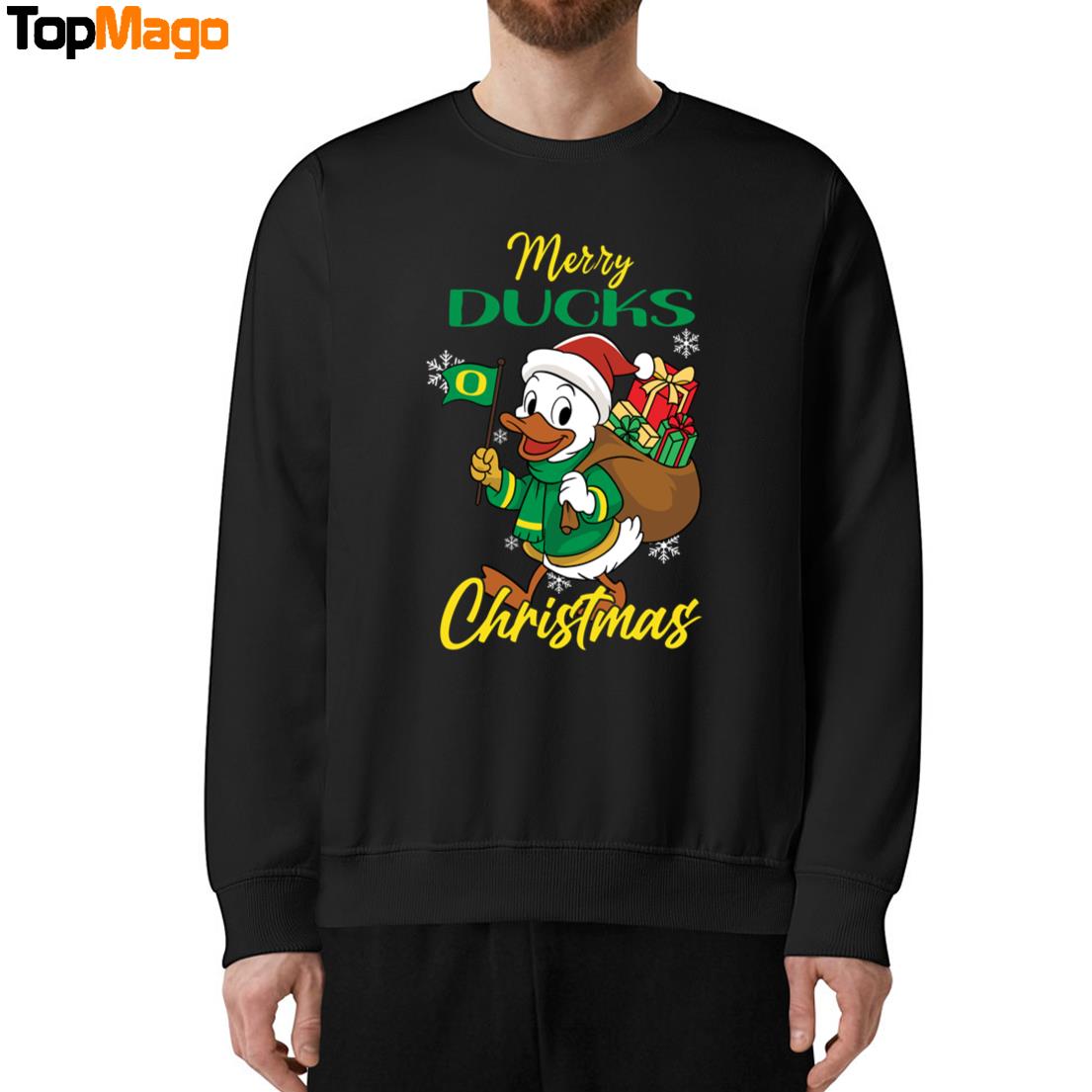 Oregon Ducks Pine Tree NCAA Merry Christmas 2025 Hoodie, Premium SS T-Shirt, Long Sleeve Shirt