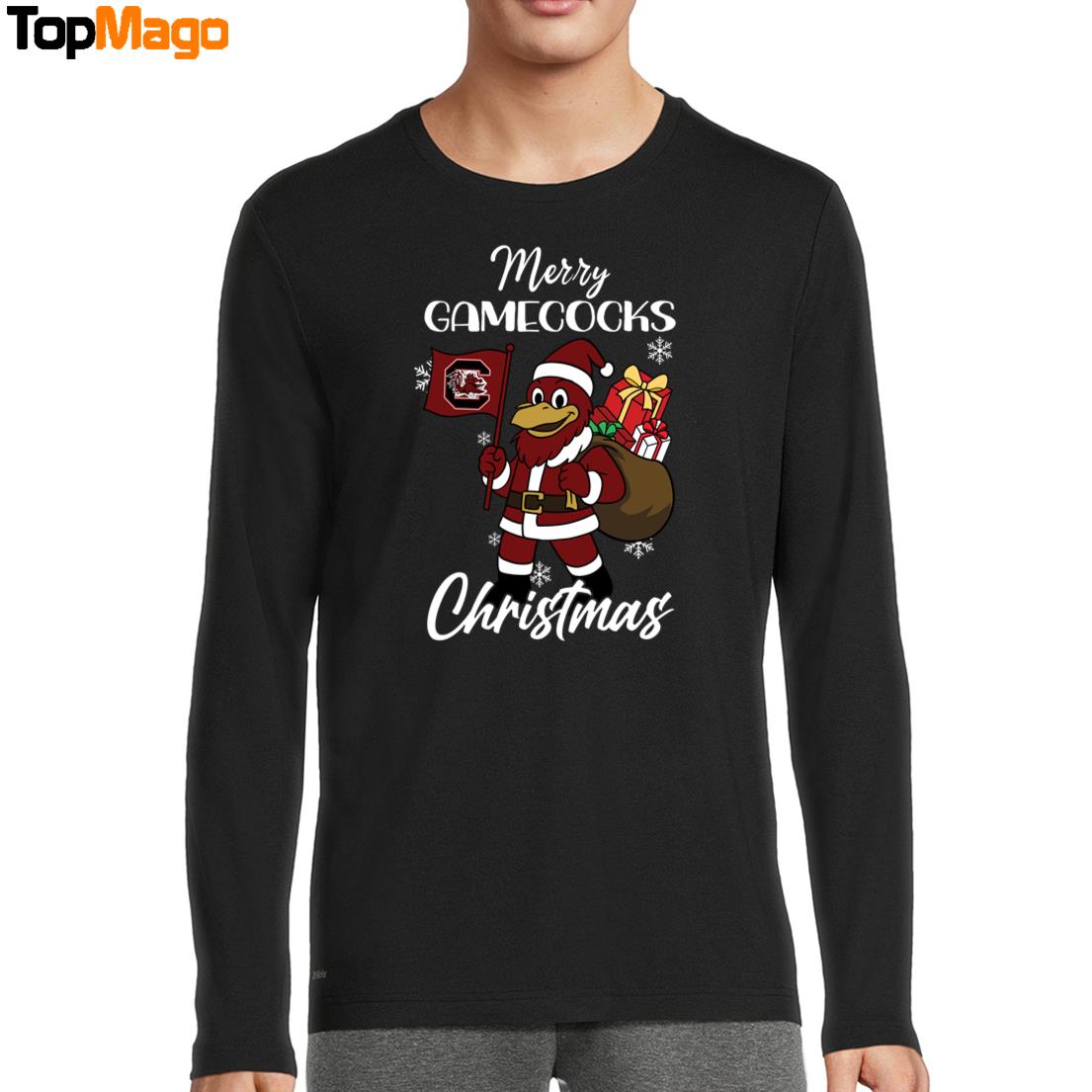South Carolina Gamecocks Pine Tree NCAA Merry Christmas 2025 Hoodie, Premium SS T-Shirt, Long Sleeve Shirt