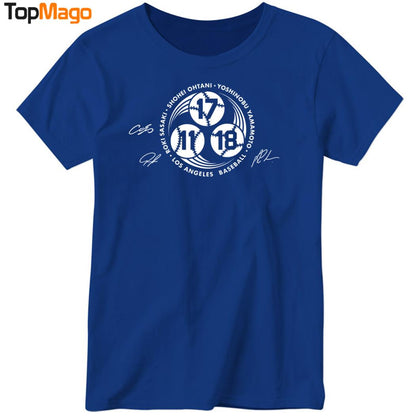 Strike 3 Shohei Ohtani Yoshinobu Yamamoto and Roki Sasaki LA Dodgers signatures T-Shirt