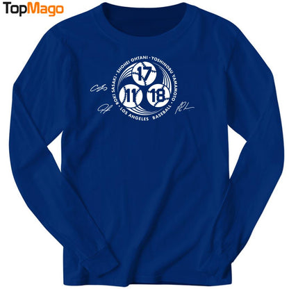 Strike 3 Shohei Ohtani Yoshinobu Yamamoto and Roki Sasaki LA Dodgers signatures T-Shirt