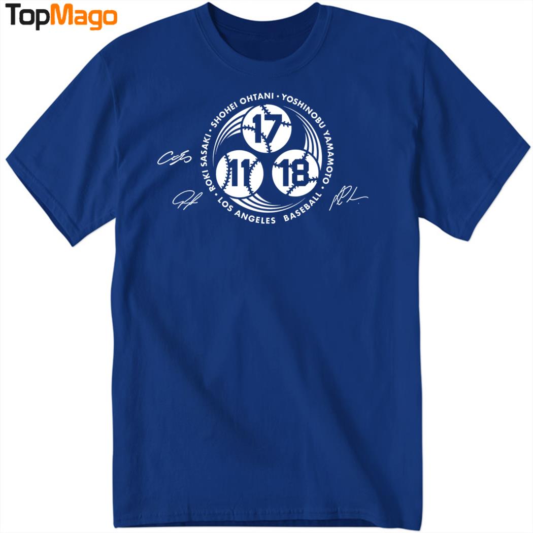 Strike 3 Shohei Ohtani Yoshinobu Yamamoto and Roki Sasaki LA Dodgers signatures T-Shirt