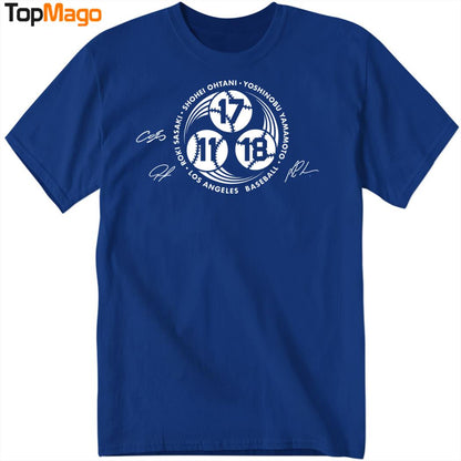 Strike 3 Shohei Ohtani Yoshinobu Yamamoto and Roki Sasaki LA Dodgers signatures T-Shirt