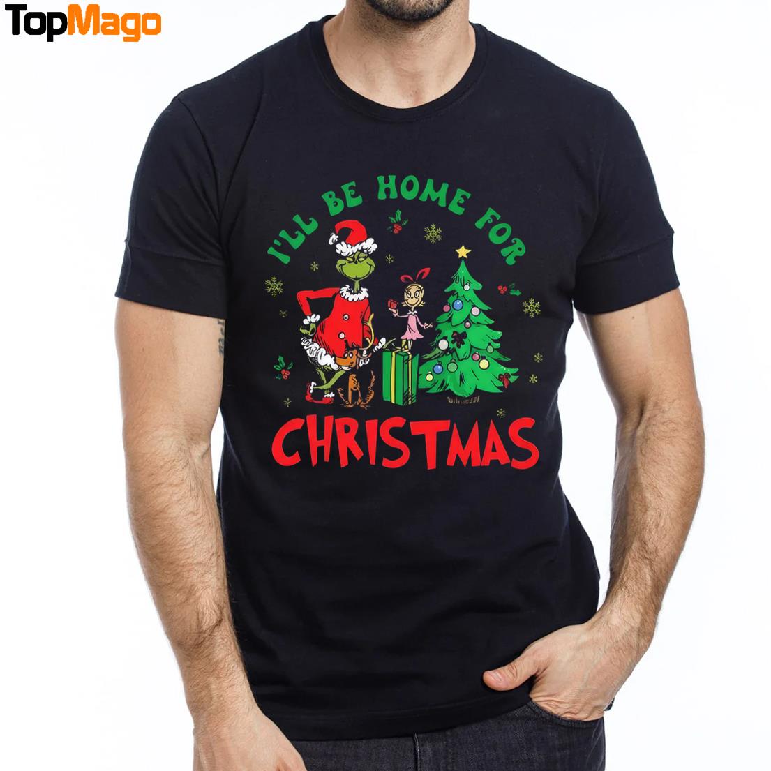 The Grinch I'll Be Home For Christmas Sweatshirt, Long Sleeve Shirt, Hoodie, Premium SS T-Shirt