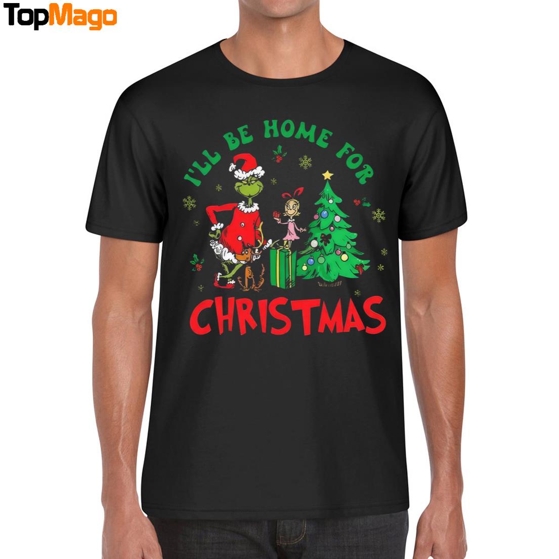 The Grinch I'll Be Home For Christmas Sweatshirt, Long Sleeve Shirt, Hoodie, Premium SS T-Shirt