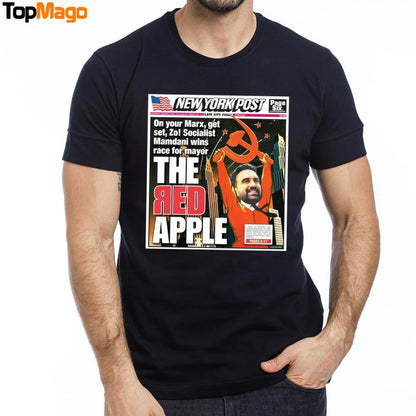 The Red Apple New York Post Zohran Mamdani Hoodie, Premium SS T-Shirt, Long Sleeve Shirt