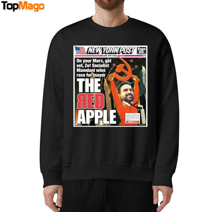 The Red Apple New York Post Zohran Mamdani Hoodie, Premium SS T-Shirt, Long Sleeve Shirt